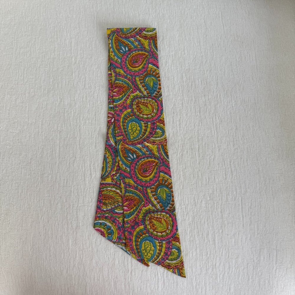 Vintage Retro Paisley Twilly Skinny Silk Scarf